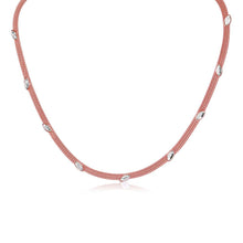 Load image into Gallery viewer, Sterling Silver Rose Gold Plated Italian Necklace With Marquise Stone Crystals