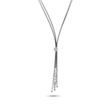 Sterling Silver Black Rhodium Plated Multi Beads Accent Cable Chain Necklace