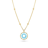 Sterling Silver Gold Plated Turquoise Sun Charm Box Beaded Adjustable Necklace
