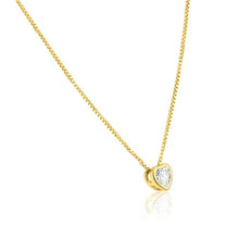 Load image into Gallery viewer, Sterling Silver Gold Plated Heart Pendant Clear CZ Necklace