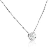 Load image into Gallery viewer, Sterling Silver Rhodium Plated Heart Pendant Clear CZ Necklace