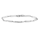 Sterling Silver Rhodium Plated Wavy Squared Links CZ Accented Bracelet