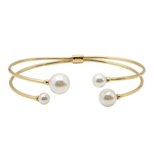 Load image into Gallery viewer, Sterling Silver Gold Plated Water Pearl Bangle Bracelet