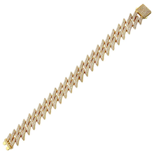 Load image into Gallery viewer, Sterling Silver Gold Plated CZ Encrusted Spike Barbed Wire Hip Hop Bracelet Width-17.9mm