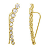 Sterling Silver Nickle Free Gold Plated Drop Climbing Earrings With CZ Stones