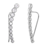 Sterling Silver Nickle Free Rhodium Plated Drop Shaped Earrings With CZ Stones
