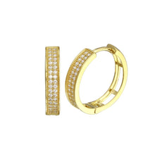 Load image into Gallery viewer, Sterling Silver Gold Plated Round Micro Pave CZ Hoop Earrings