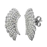 Sterling Silver Rhodium Plated  Angel Wings Shaped Climbing Earrings With CZ Stones