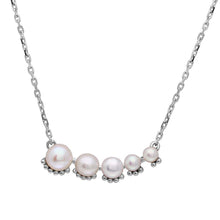 Load image into Gallery viewer, Sterling Silver Rhodium Plated Graduated Fresh Water Pearl Necklace