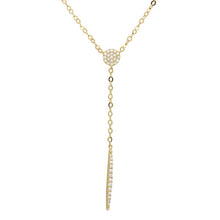 Load image into Gallery viewer, Sterling Silver Gold Plated CZ Drop Bar Necklace