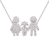 Sterling Silver Rhodium Plated Daughter And Parents Family Necklace