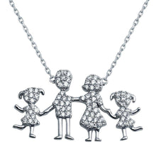 Load image into Gallery viewer, Sterling Silver Rhodium Plated Daughters And Parents Family Necklace