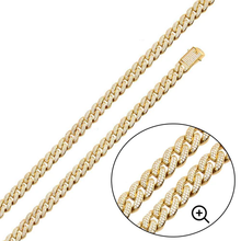 Load image into Gallery viewer, Sterling Silver Gold Plated Miami Curb CZ Hip Hop Chain Width-9mm