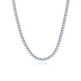 Sterling Silver Rhodium Plated Round Clear Tennis Necklace