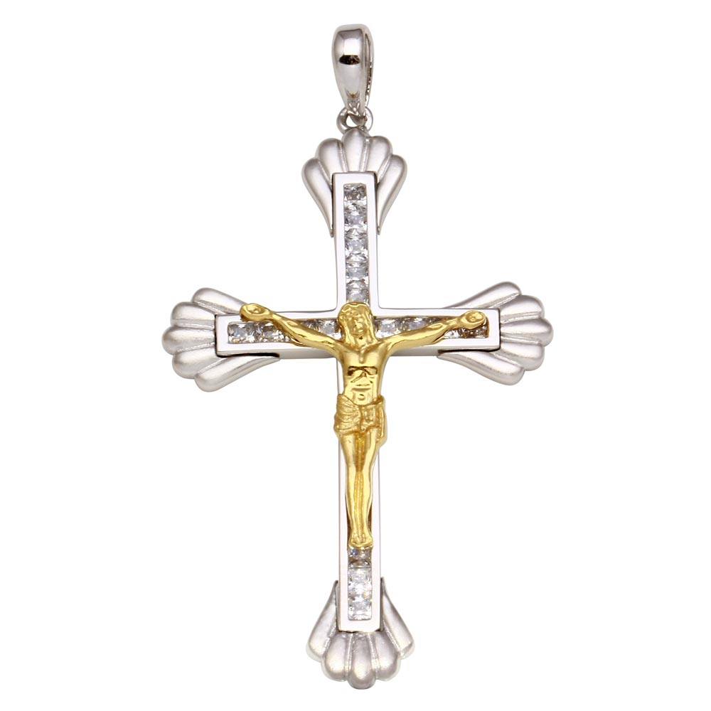 Sterling Silver Two-Toned Crucifix Pendant Pendant