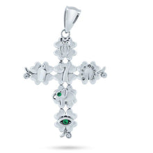 Load image into Gallery viewer, Sterling Silver Rhodium Plated CZ Lucky Cross Pendant