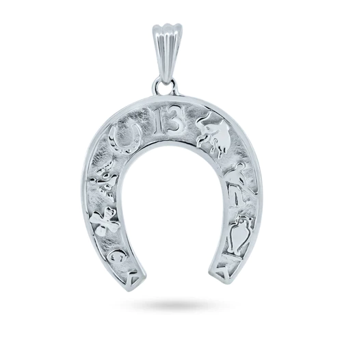 Sterling Silver Rhodium Plated Lucky-Horse-Shoe-Pendant