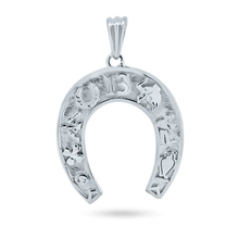 Load image into Gallery viewer, Sterling Silver Rhodium Plated Lucky-Horse-Shoe-Pendant