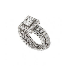 Load image into Gallery viewer, Sterling Silver Rhodium Plated Pave Set Clear CZ Flexible Square Ring