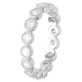 Sterling Silver Rhodium Plated Round Clear Cz  Eternity Stackable Ring
