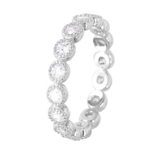 Load image into Gallery viewer, Sterling Silver Rhodium Plated Round Eternity Stackable Ring With Clear CZ