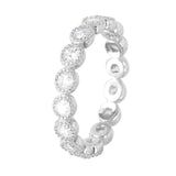 Sterling Silver Rhodium Plated Round Eternity Stackable Ring With Clear CZ