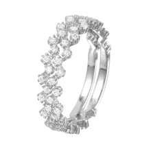 Load image into Gallery viewer, Sterling Silver Rhodium Plated Zig Zag Shaped Stackable Ring With CZ Stones