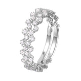 Sterling Silver Rhodium Plated Zig Zag Shaped Stackable Ring With CZ Stones