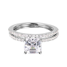 Load image into Gallery viewer, Sterling Silver Rhodium Plated Classy Princess Cut Clear Cz Pave Stackable Band Bridal Ring