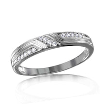 Load image into Gallery viewer, Mens Sterling Silver Rhodium Plated CZ Design Ring