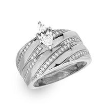 Load image into Gallery viewer, Sterling Silver Rhodium Plated Marquise Center Trio Bridal Ring