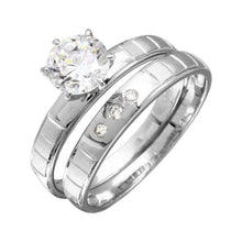 Load image into Gallery viewer, Sterling Silver Rhodium Plated  Line Shank Design Bridal Trios Ring