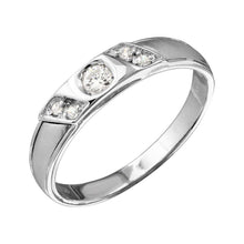 Load image into Gallery viewer, Mens Sterling Silver Slash CZ Trios Bridal CZ Ring