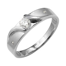Load image into Gallery viewer, Mens Sterling Silver Rhodium Plated Sideway Design Matte Finish Trio Ring