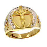 Sterling Silver Mens Gold Plated Crucifix Ring