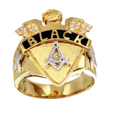 Sterling Silver Mens Gold Plated Masonik Symbol Ring