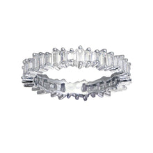 Load image into Gallery viewer, Sterling Silver Emerald Cut CZ Baguette Eternity Band Ring