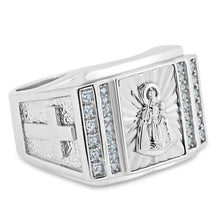 Load image into Gallery viewer, Sterling Silver Rhodium Plated Religious Saint CZ Ring