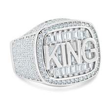 Load image into Gallery viewer, Sterling Silver Rhodium Plated CZ Encrusted King Ring