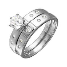 Load image into Gallery viewer, Sterling Silver Half Matte Finish Rhodium Plated CZ  Trio Bridal Ring