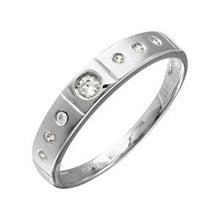 Load image into Gallery viewer, Mens Sterling Silver Half Matte Finish Rhodium Plated CZ  Triol Ring