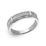 Sterling Silver Rhodium Plated  Double Bar CZ RingAnd Width 6mm