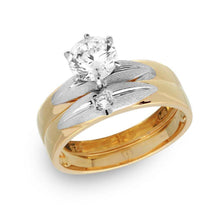 Load image into Gallery viewer, Sterling Silver Gold Plated With Matte Rhodium Finish Two Piece  Bridal RingAnd Width 7mm