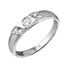 Load image into Gallery viewer, Mens Sterling Silver Slash  CZ Trios Bridal CZ Ring