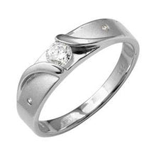 Load image into Gallery viewer, Mens Sterling Silver Rhodium Plated Sideway  Design Matte Finish CZ Trio Ring