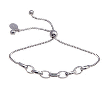 Load image into Gallery viewer, Sterling Silver Rhodium Plated Link Lariat Bracelet - silverdepot