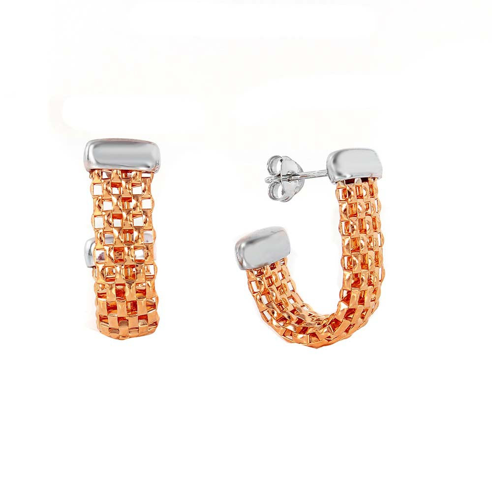 Sterling Silver Rose Gold Plated J Hook Earrings