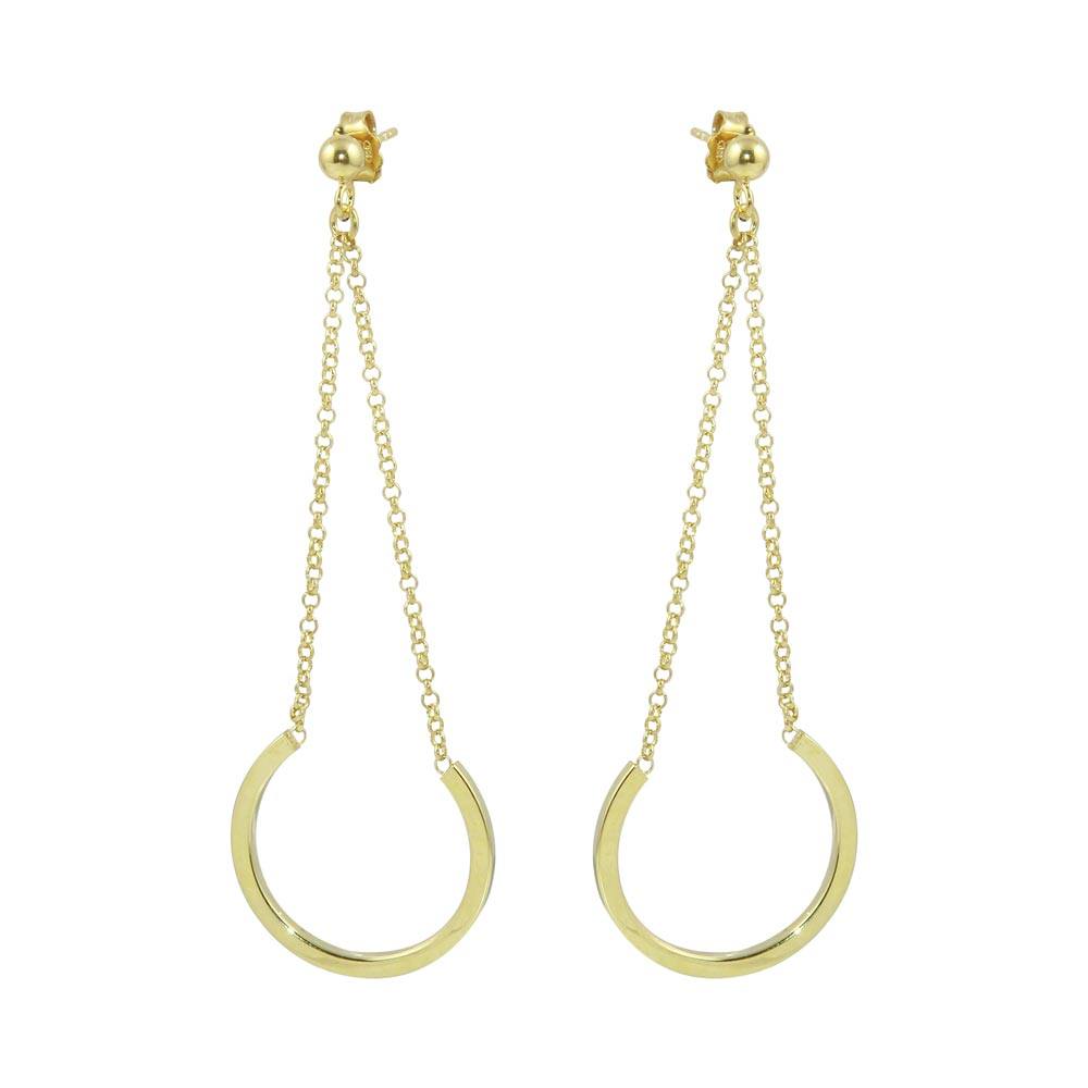 Sterling Silver Gold Plated Drop Hoop Earrings