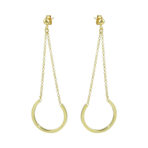 Sterling Silver Gold Plated Drop Hoop Earrings