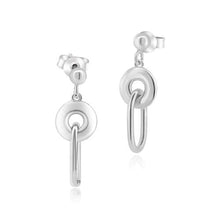 Load image into Gallery viewer, Sterling Silver Rhodium Plated Dangling Donut Paperclip Stud Earrings